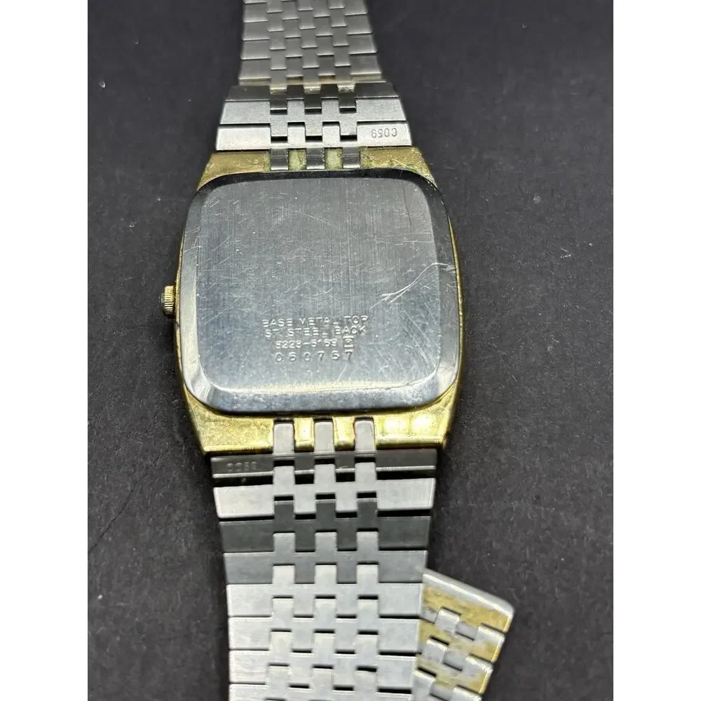 Seiko SQ Watch Men 31mm Champagne Dial Gold Tone 8223-5169 New Battery Read